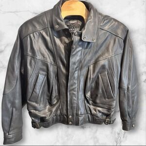 Wilson Leather Vintage Motorcycle Biker Jacket Men's L Black Thinsulate‎ Liner